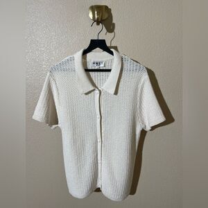 AWET Men's Cream White Short Sleeve Shirt